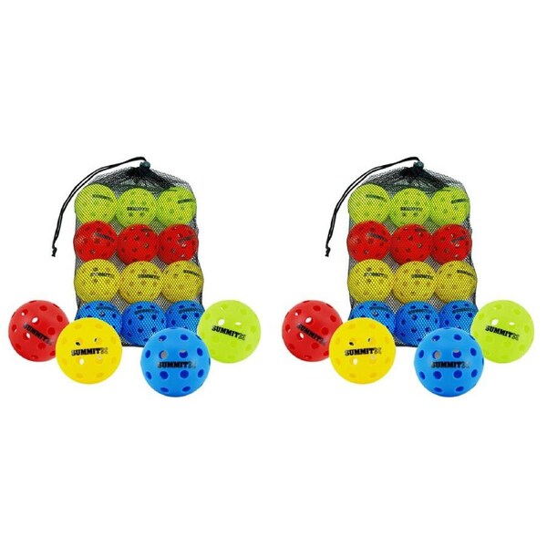 2x 12PK Summit Outdoor Pickleball Balls 40 Hole Wind Resistant Multicolour