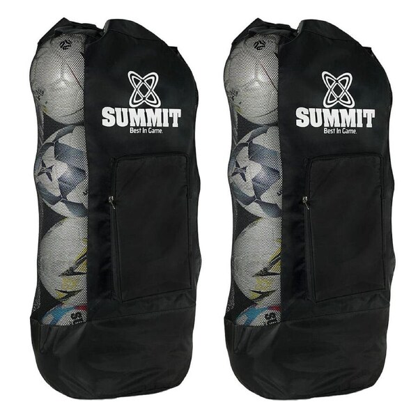 2PK Summit Heavy Duty Mesh Ball Bag Holds 8 Soccer Balls Durable Portable Sports