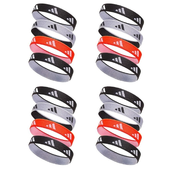 4x 4PK Adidas Hair Ties Durable Elastic Everyday Activity & Sport Multicolour