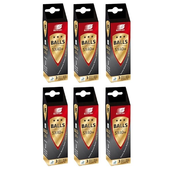 6x 3PK Sunflex ITTF Competition Approved 40+ Rating 3 Star Table Tennis Balls