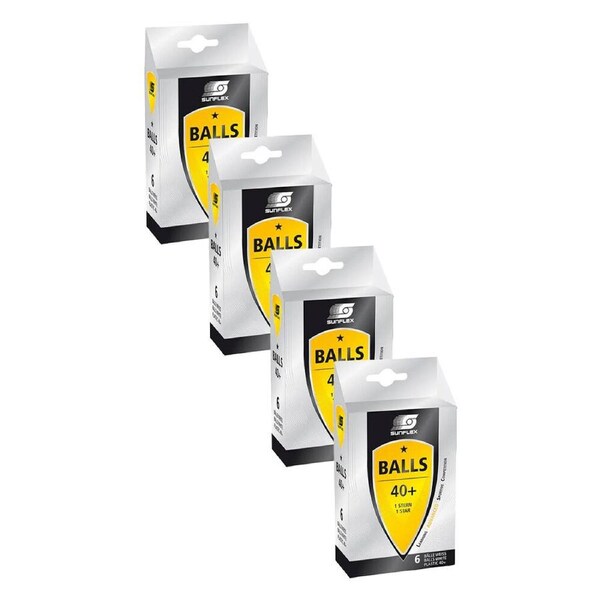 4x 6PK Sunflex 1 Star 40+ Rating Plastic Table Tennis Balls Practice & Schools