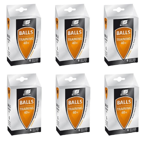 6x 6PK Sunflex Plastic Table Tennis Balls 40+ Rating for Serve Practice/Training