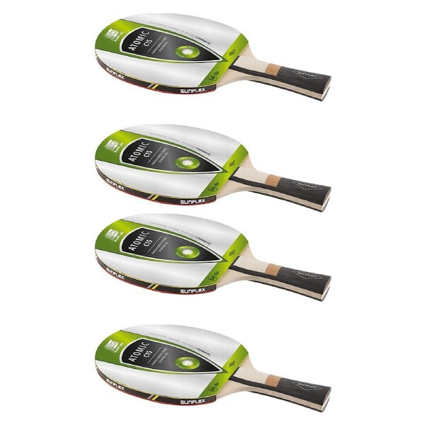 4PK Sunflex Atomic C15 Table Tennis Bat/Paddle for Youth 1mm Sponge Pips In