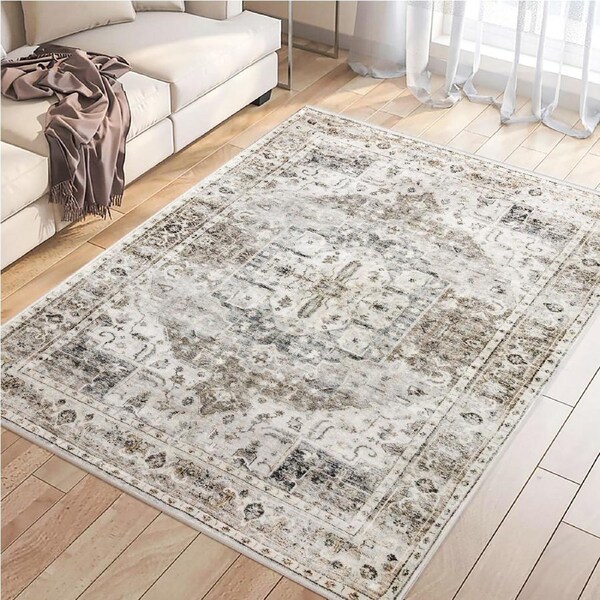 Marlow Floor Rug 200cm x 290cm Short Pile Grey Vintage