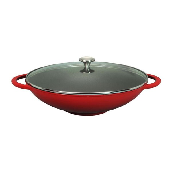 Chasseur Wok With Glass Lid 37cm / 4.5L Inferno Red