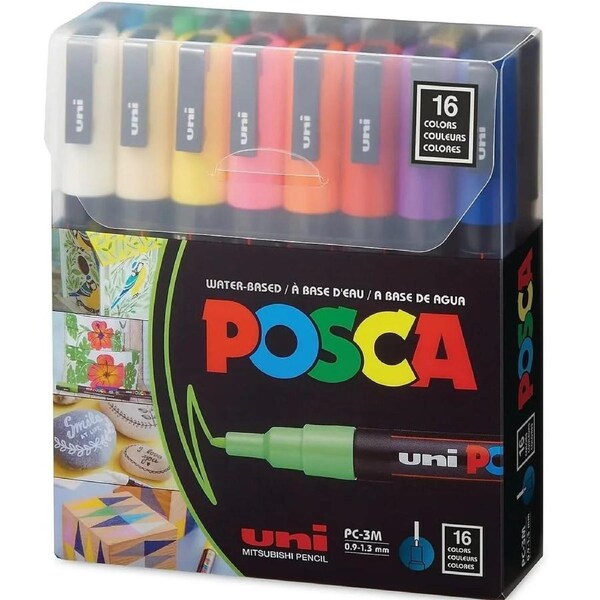 Uni Posca PC5M Paint Markers Medium Bullet Tip 16 Colours Pack
