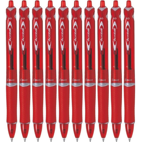 Pilot Acroball Retractable Ballpoint Pen 1.0mm Medium Red Box 10