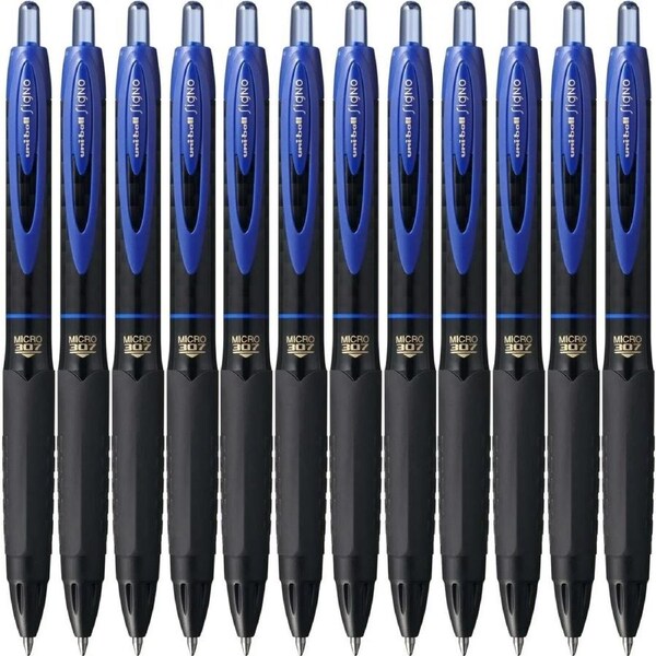 Uni-Ball UMN307 Signo Retractable Gel Ink Rollerball Pen 0.5mm Blue Box 12