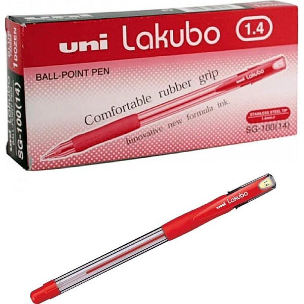 Uni-Ball Lakubo SG-100 Ballpoint Pen Medium 1.4mm Broad Red Box 12