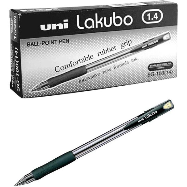 Uni-Ball Lakubo SG-100 Ballpoint Pen Medium 1.4mm Broad Black Box 12