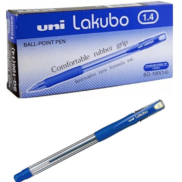 Uni-Ball Lakubo SG-100 Ballpoint Pen Medium 1.4mm Broad Blue Box 12