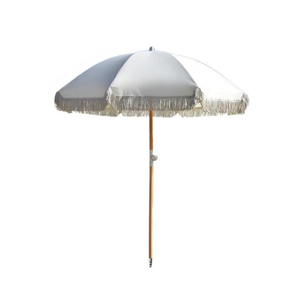 Havana Outdoors Fringed Beach Umbrella Portable 2 Metre - Natural