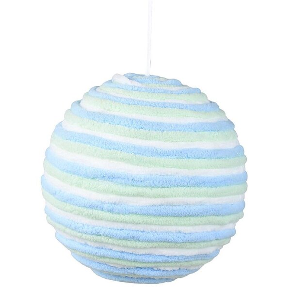 15cm Blue, Green & White Chenille Like Cord Christmas Ball Bauble