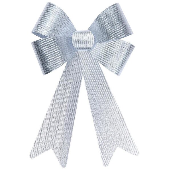 45cm Large Silver Glitter Thread Stripe Christmas Bow