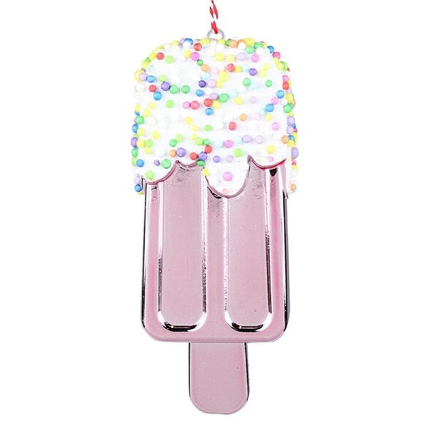 12cm Shiny Pink Popsicle With Frosting & Sprinkles Christmas Tree Ornament