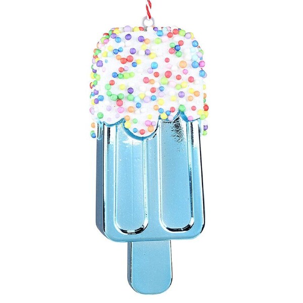 12cm Shiny Teal Popsicle With Frosting & Sprinkles Christmas Tree Ornament