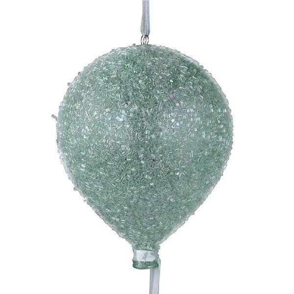 15cm Pastel Green Sugar Balloon Christmas Bauble With White Ribbon