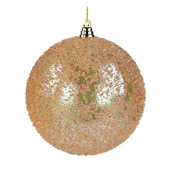 20cm Iridescent Champagne Orange Large Display Beaded Bauble