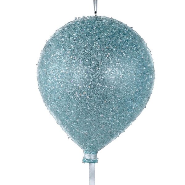 20cm Pastel Blue Sugar Balloon Christmas Bauble With White Ribbon