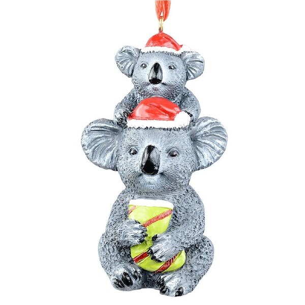 80mm Koala Mum With Joey & Stocking Resin Christmas Tree Ornament