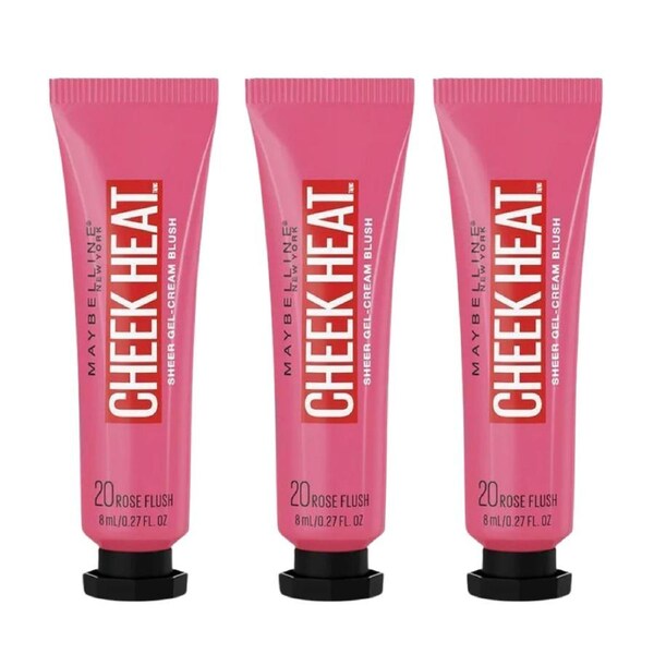 3 x Maybelline Cheek Heat Blush 8mL - 20 Rose Flush