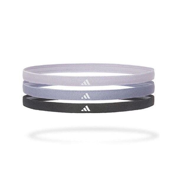 3PK Adidas Sport Hair Band Elastic/Lycra Non-Slip Silver Dawn/Violet/Legend Ink