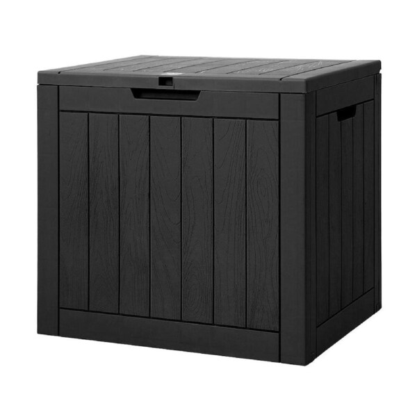 118L Outdoor Storage Box Lockable Garden Tool Shed Container Bench Black