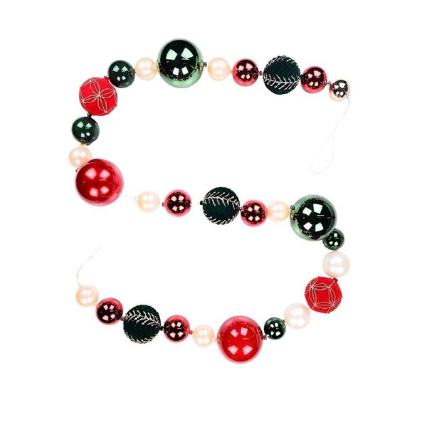 2m Red, Green, Soft Rose Gold & Champagne Christmas Bauble Garland