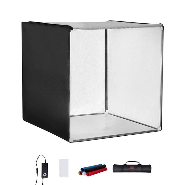Photo Studio Light Box 24 Inch, 3000-5600K Adjustable Shooting Tent Kit with 160 LED, 3 Color Temperatures, 6 Backdrops, Power Adapter, Soft Light Cloth, High CRI ?95