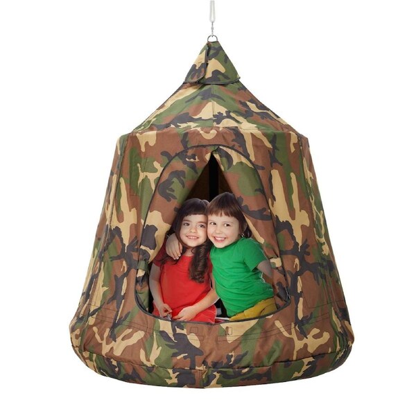 Hanging Tree Tent Swing Pod with LED Lights and Inflatable Base, 330 lbs Capacity Hammock Chair Tent for Indoor and Outdoor Use, Kids and Adults