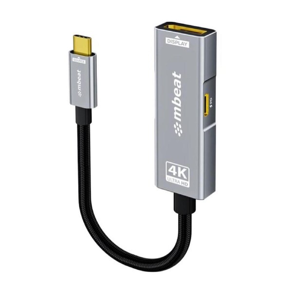 mbeat Tough Link USB-C to DP Adapter with 100W PD - Space Grey 4K (3840 x 2160) @60Hz, 2K (2560 x 1440) @144Hz, 1080p (1920 x 1080) @240Hz