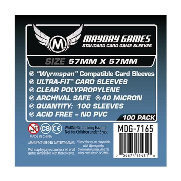 Mayday Standard "Wyrmspan Compatible" Sleeves 57 X 57 MM (Pack of 100)
