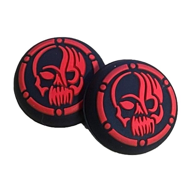 Thumb Grips x2 For PS4 PS5 XBOX ONE Xbox Series X Toggle Cover Cap - Red Skull