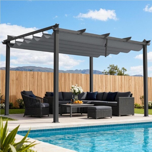 Instahut 3x4m Gazebo Outdoor Garden Pergola Aluminium Frame Adjustable Canopy Grey