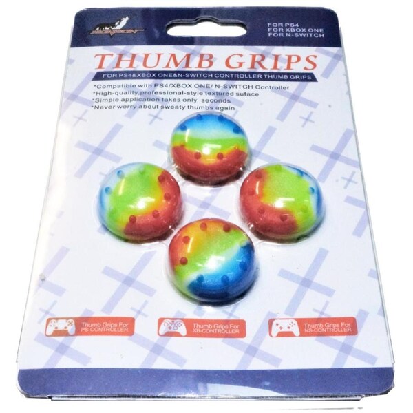 4 x Thumb Grips For PS4 PS5 XBOX ONE Xbox Series X Toggle Cover Caps Rainbow