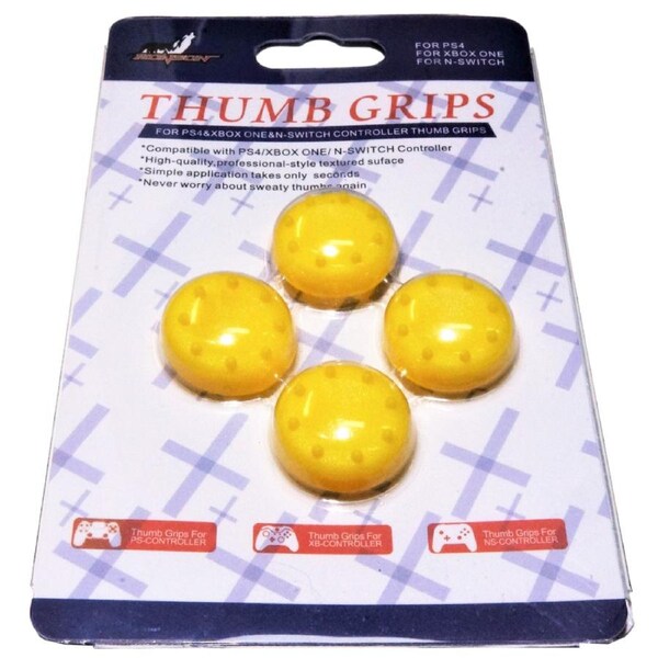 4 x Thumb Grips For PS4 PS5 XBOX ONE Xbox Series X Toggle Cover Caps Yellow
