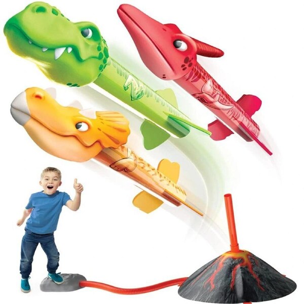 JOYBUY Flying Dinosaur Pedal Rocket Launcher – Launches up to 100 ft Outdoor Toy