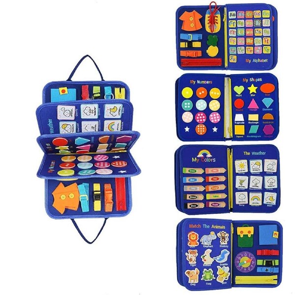 JOYBUY Montessori Busy Board Toy – 15 Sensory Activities with 6 Themes for Toddlers