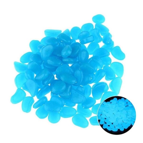 JOYBUY 100PCS Glow in the Dark Pebbles for Aquarium Garden Walkway Decor - Dark Blue