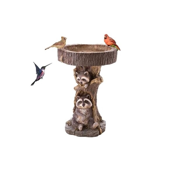 JOYBUY Garden Bird Bath Ornament Animal Feeder Figurine - Raccoon Design