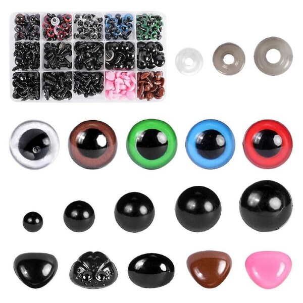 JOYBUY 560PCS Safety Eyes & Noses Set – Craft Doll Accessories (170PCS Noses, 6–14mm Eyes)