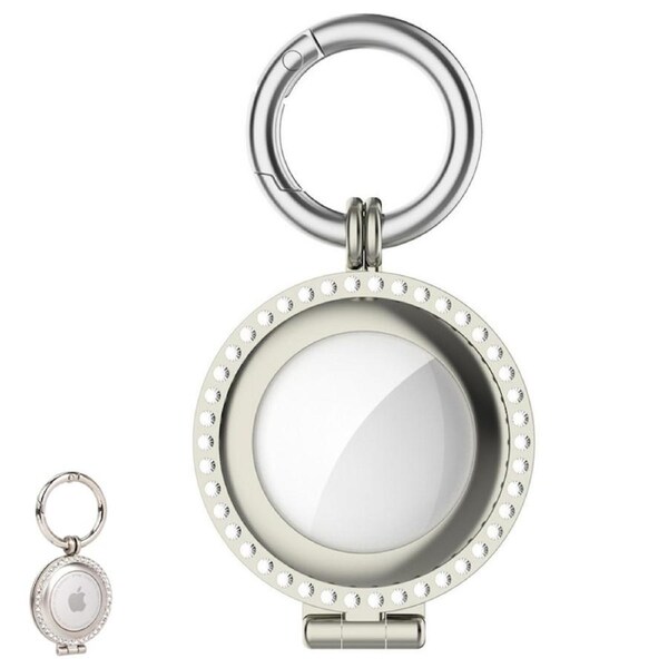 JOYBUY Metal Bling Diamond AirTag Case Protective Cover Anti-Scratch - Silver