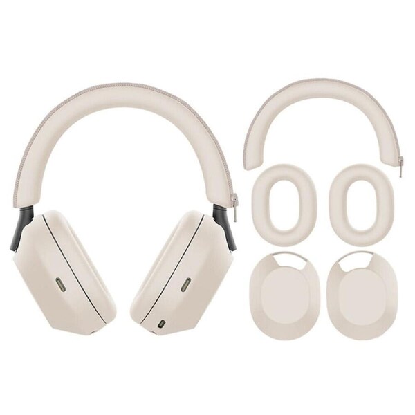 JOYBUY Silicone Full Set Protector Cover for WH-1000XM5 Headphones – Beige