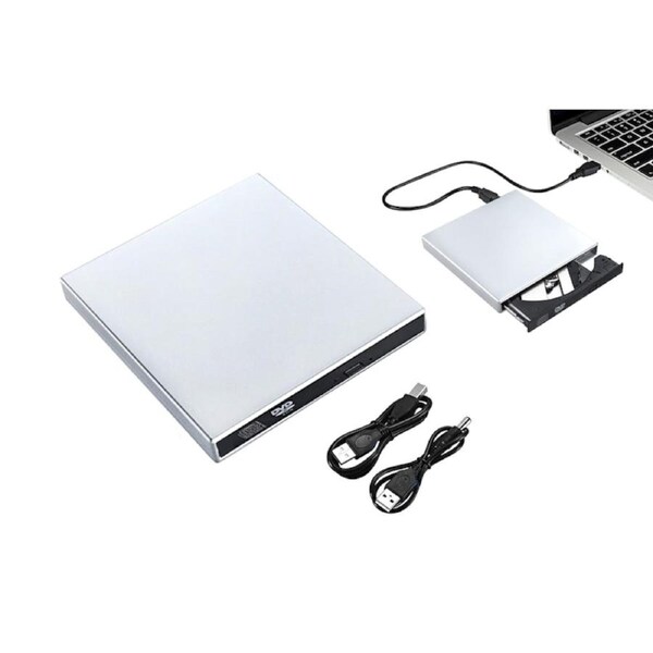 JOYBUY External USB 2.0 CD RW Drive Writer for Laptop Desktop – Silver