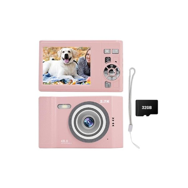 JOYBUY 48MP HD Compact Digital Camera with 32GB Memory Card – Pink