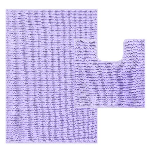 LINENOVA 2Pcs Bath Mat Set Anti Slip Water absorbent Toilet Mat Rugs Lanverder