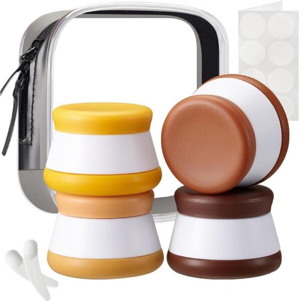 INSFIT 4PCS Travel Containers for Toiletries, TSA Approved Silicone Cream Jars, Size Containers with Lids, BPA Free Leakproof Accessories for Liquid Lotion with Labels & Mini Spatulas