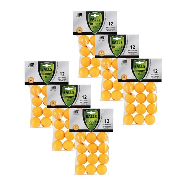 6x 12PK Sunflex Hobby Plastic Table Tennis Balls 40+ Rated General Use Orange