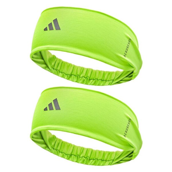 2PK Adidas Sports Elastic Headband Sweat Wicking Workout Accessory Lucid Lemon