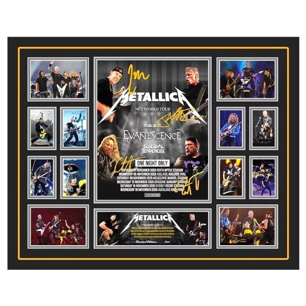 Metallica M72 Australia Tour 2025 Signed Limited Photo Memorabilia Frame